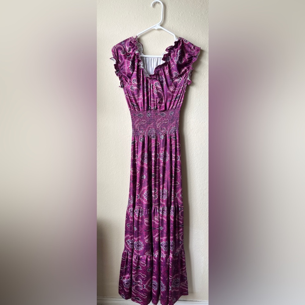 Purple Paisley Smocked Dress